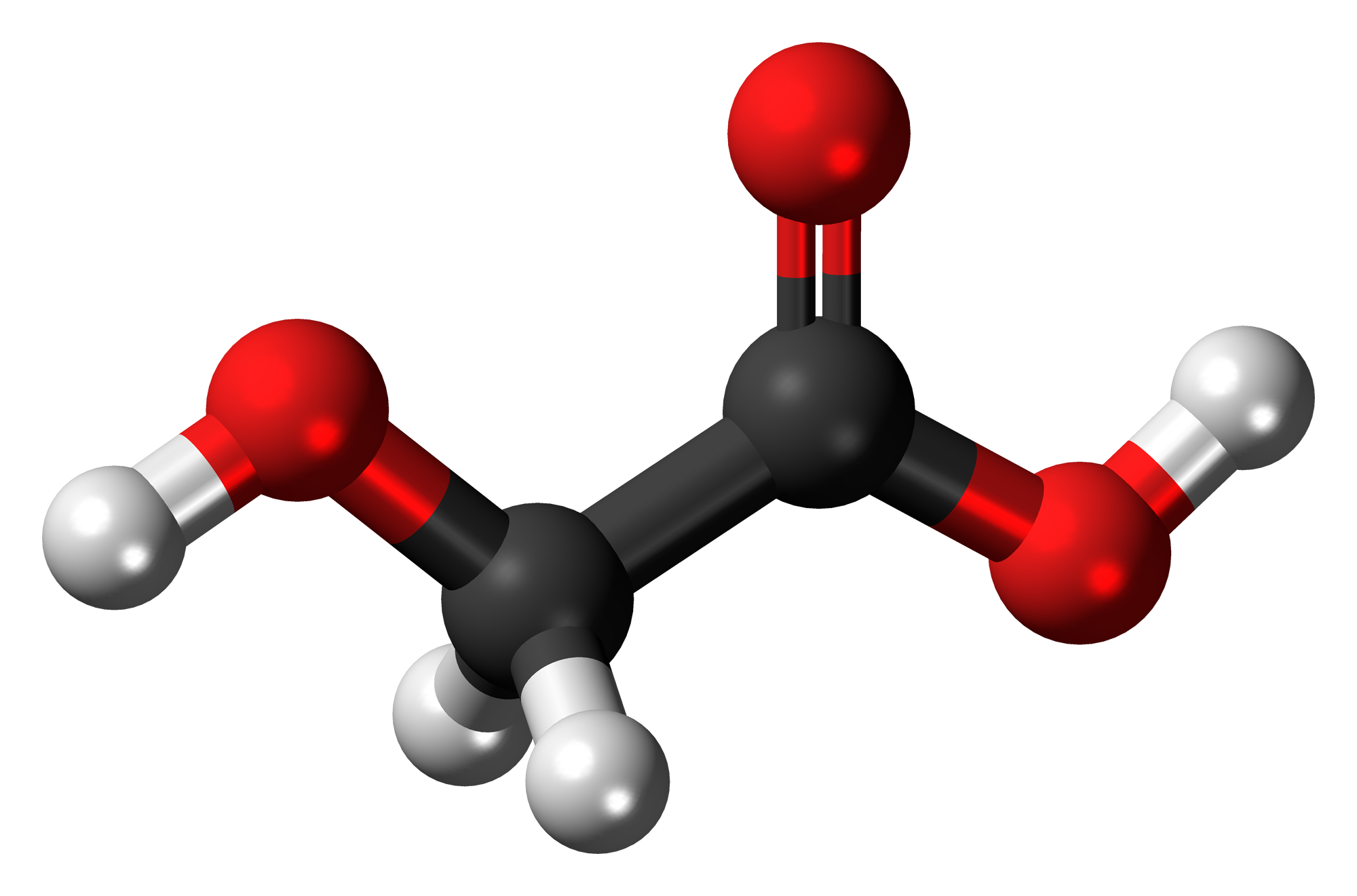 Molecule d'acide glycolique en 3D