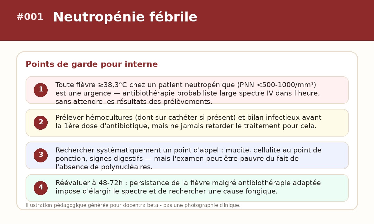 Illustration pédagogique - Neutropénie fébrile