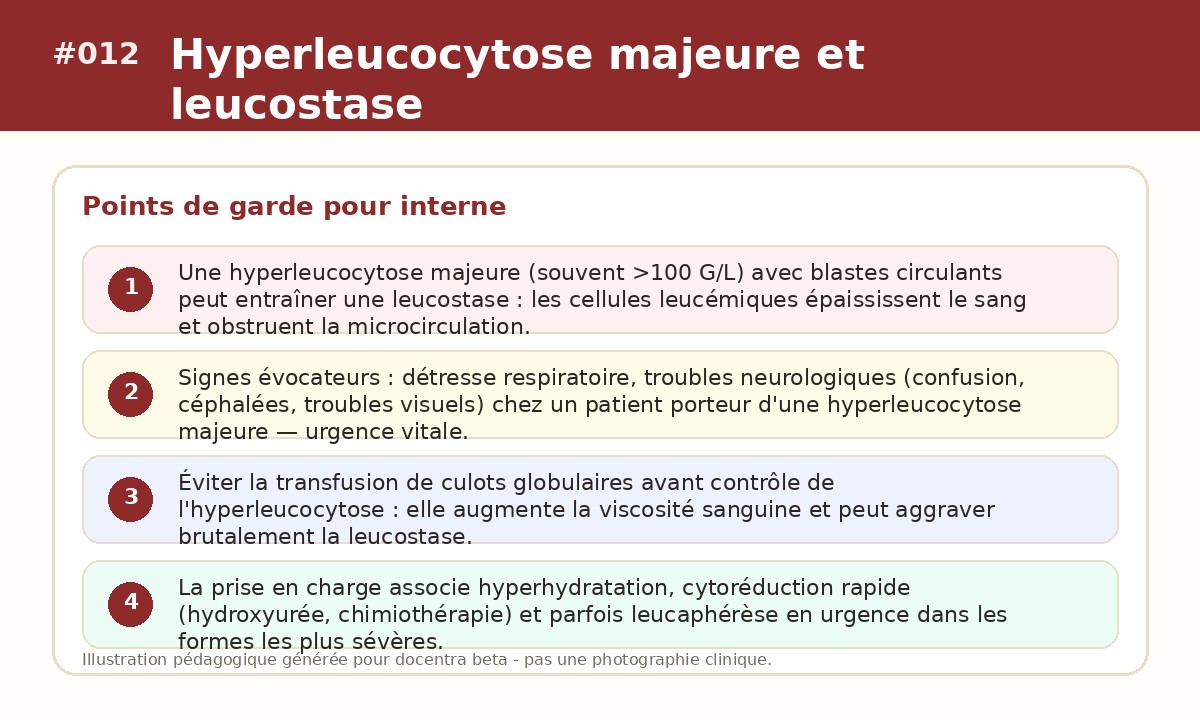 Illustration pédagogique - Hyperleucocytose majeure et leucostase