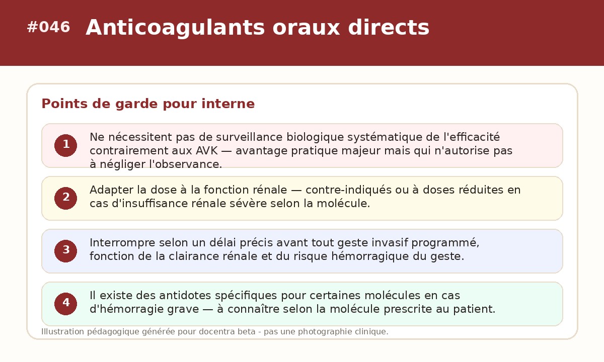 Illustration pédagogique - Anticoagulants oraux directs