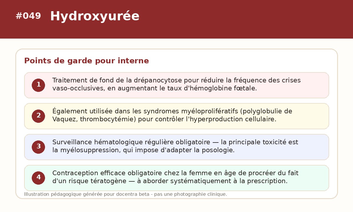 Illustration pédagogique - Hydroxyurée