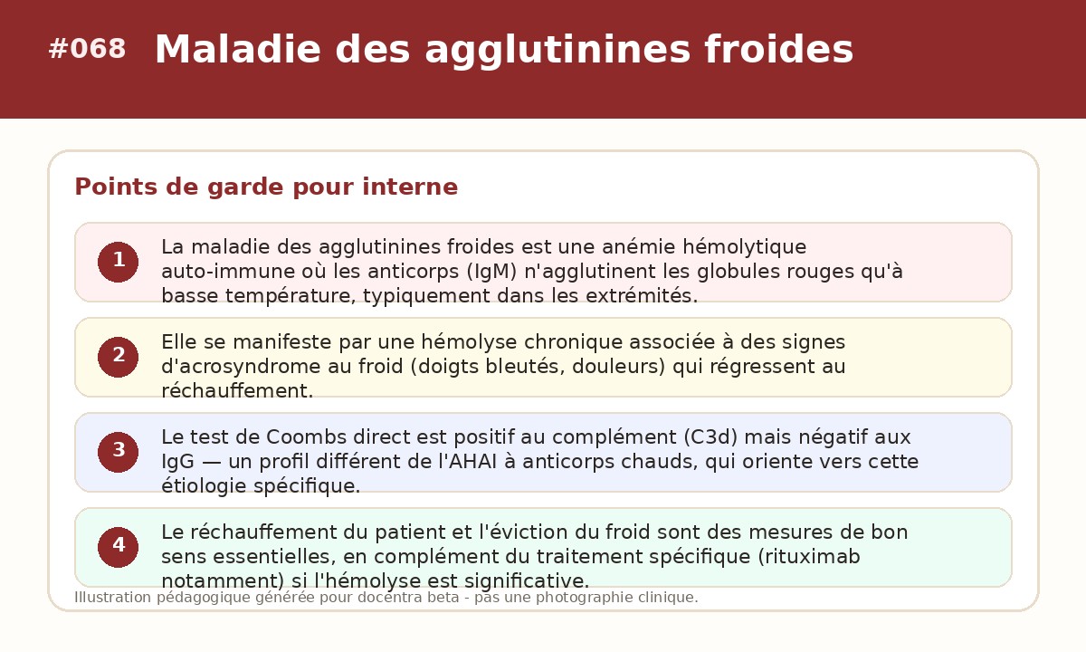 Illustration pédagogique - Maladie des agglutinines froides