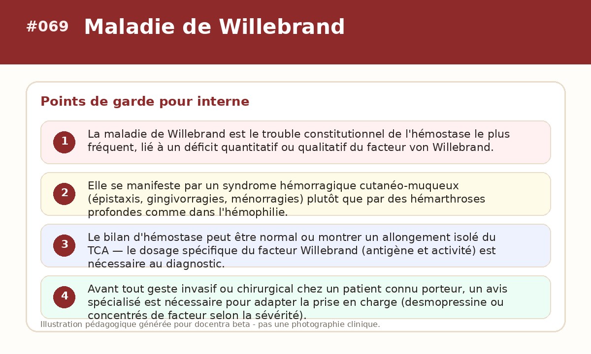 Illustration pédagogique - Maladie de Willebrand