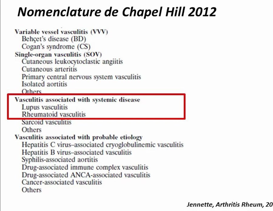 Nomenclature de Chapel Hill 2012 des vascularites systémiques