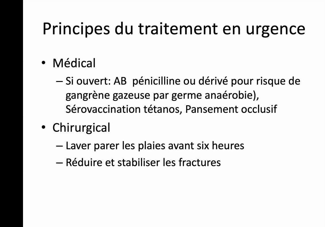 Principes du traitement en urgence d'une fracture