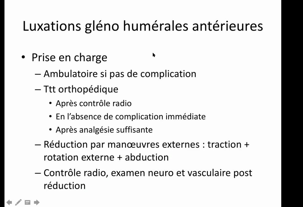 Rappel de prise en charge d'une luxation antérieure de l'épaule