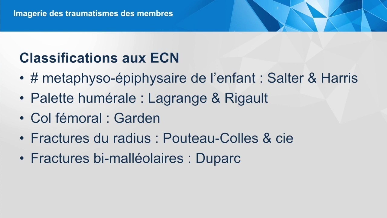 Classifications utiles en imagerie des traumatismes des membres