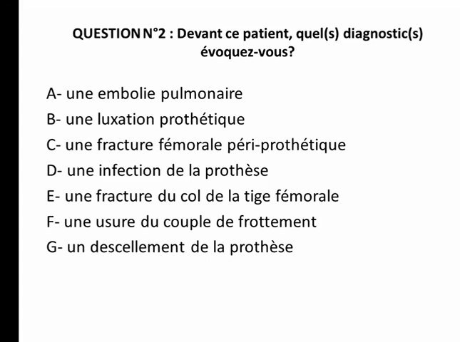 Question de dossier progressif sur douleur après prothèse