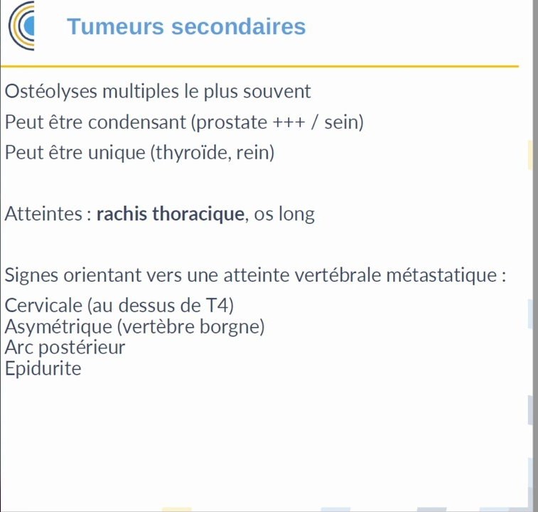 Rappel sur les métastases osseuses ostéolytiques et condensantes