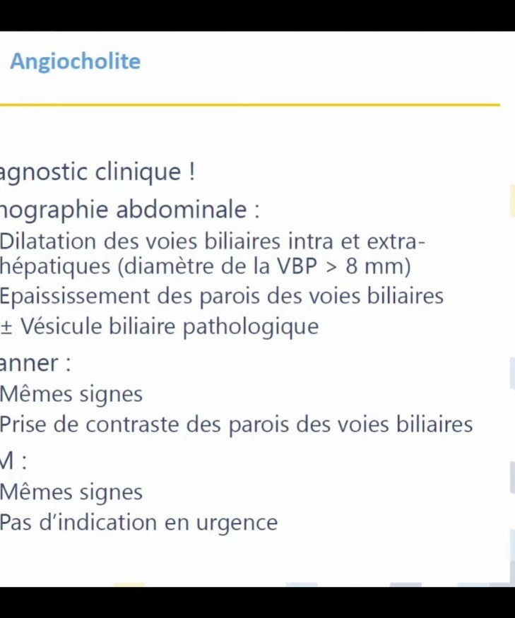 Angiocholite et voies biliaires