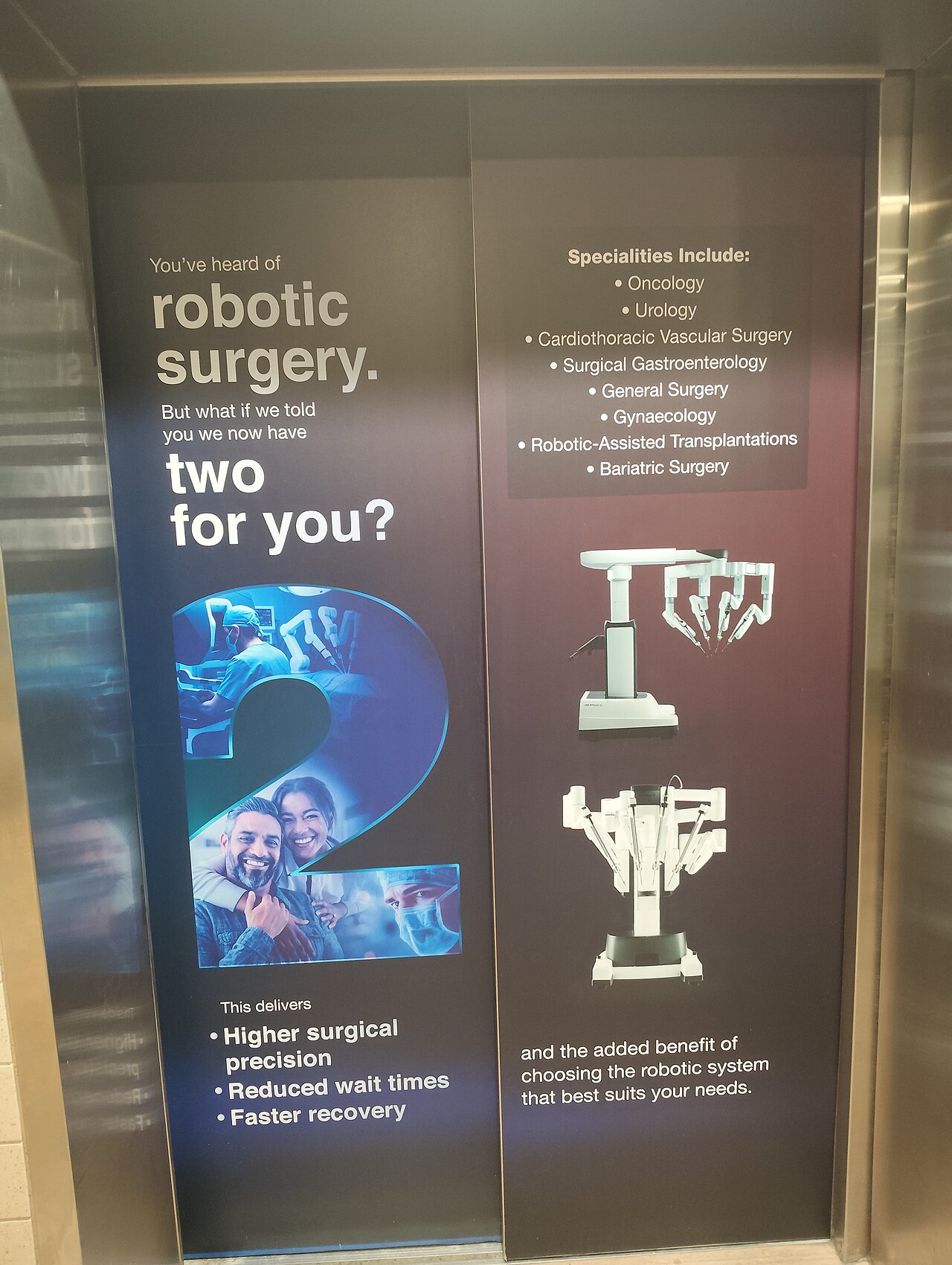 Robotic surgery ad at manipal hospital lift door each robot